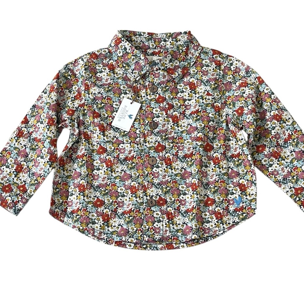 Pink Chicken Blue Rooster Baby Boy Jack Shirt Button Libby Floral NWT Uni 12/18M